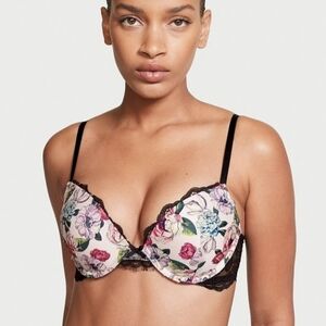 Victoria's Secret Very Sexy Pushup Embroidered Floral Bra Size 32B